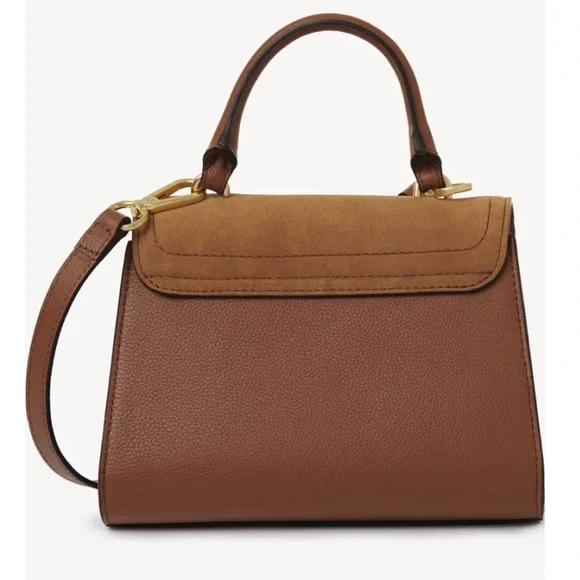 SEE BY CHLOE Joan Ladylike Bag Leather Suede Top Handle With Strap Tote Caramel